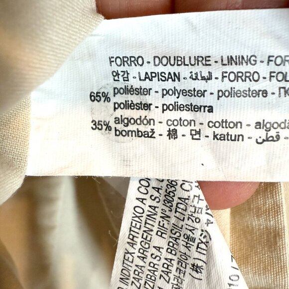 Zara Linen Blend Mini Vest Dress Cream Small - Picture 10 of 16